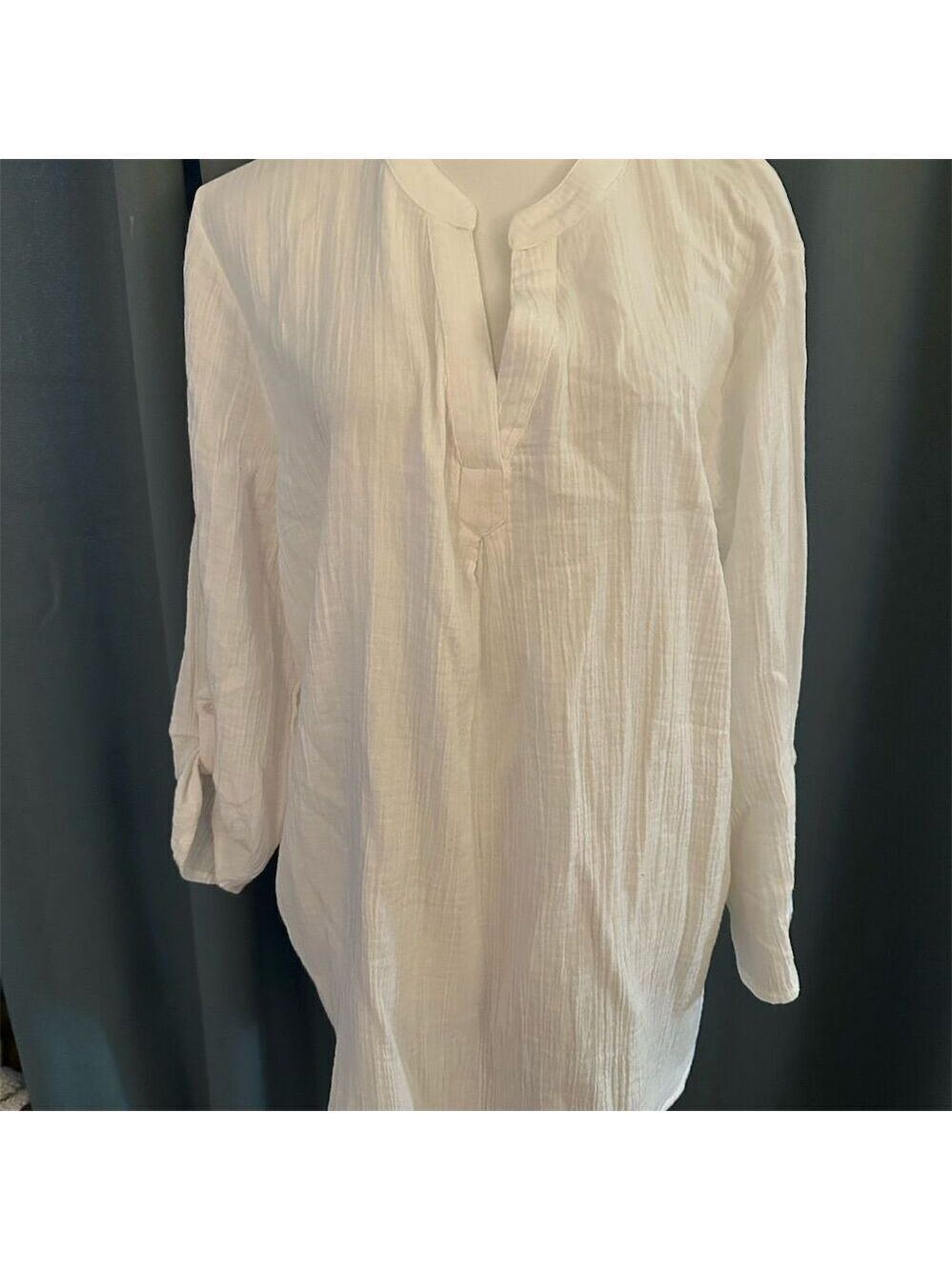 Soft Surroundings Women's XL White V-Neck Long Sleeve Blouse Casual